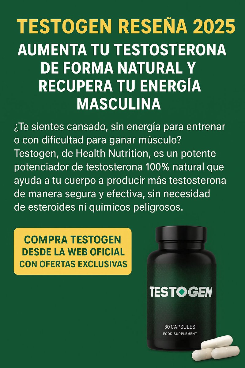 LJHernandezRmbo's tweet image. Testogen Reseña 2025 – Aumenta tu Testosterona de Forma Natural y Recupera tu Energía Masculina saludyvida.webnode.page/news/testogen-… via @webnode 

#Testogen #TestosteronaNatural #SuplementosFitness #FitnessMotivation #Musculación #Natural #GanarMúsculo #QuemarGrasa #Salud #EnergíaMasculina