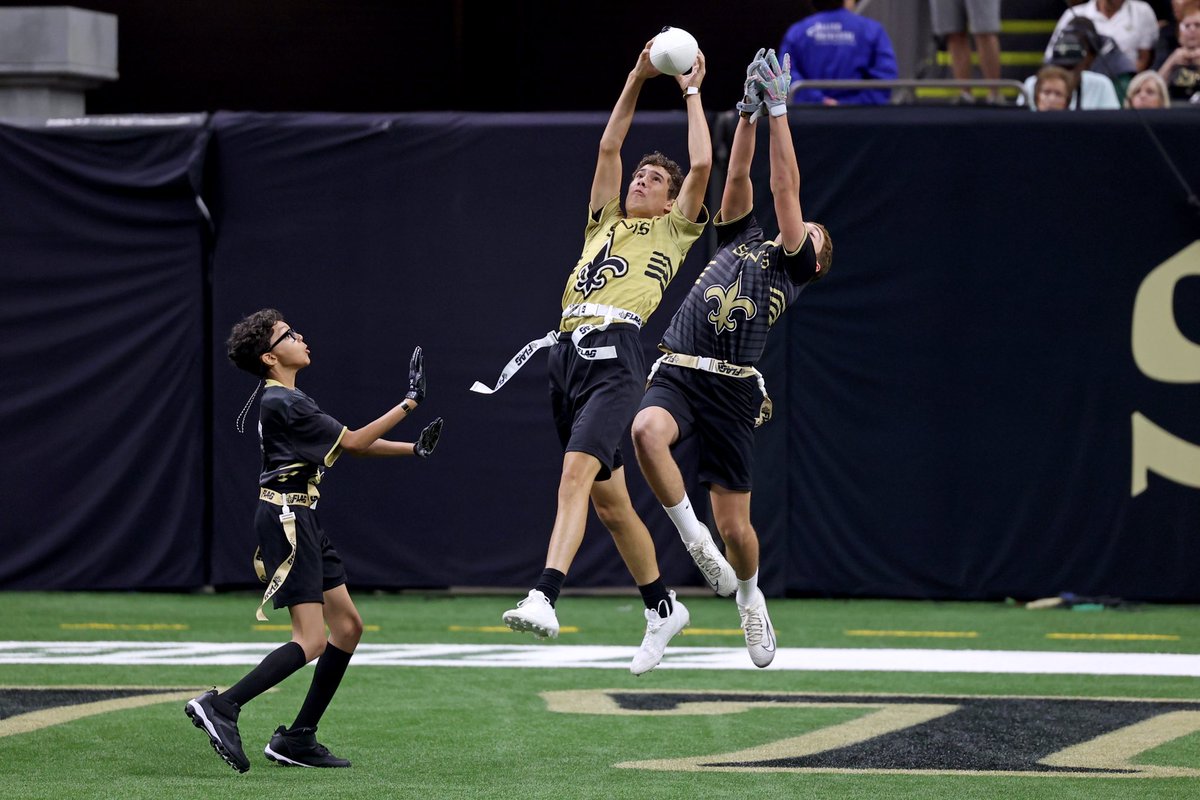 SaintsinComm's tweet photo. Celebrating @nflplayfootball Month with @NFLFLAG games at halftime! https://t.co/KLBFASm40B