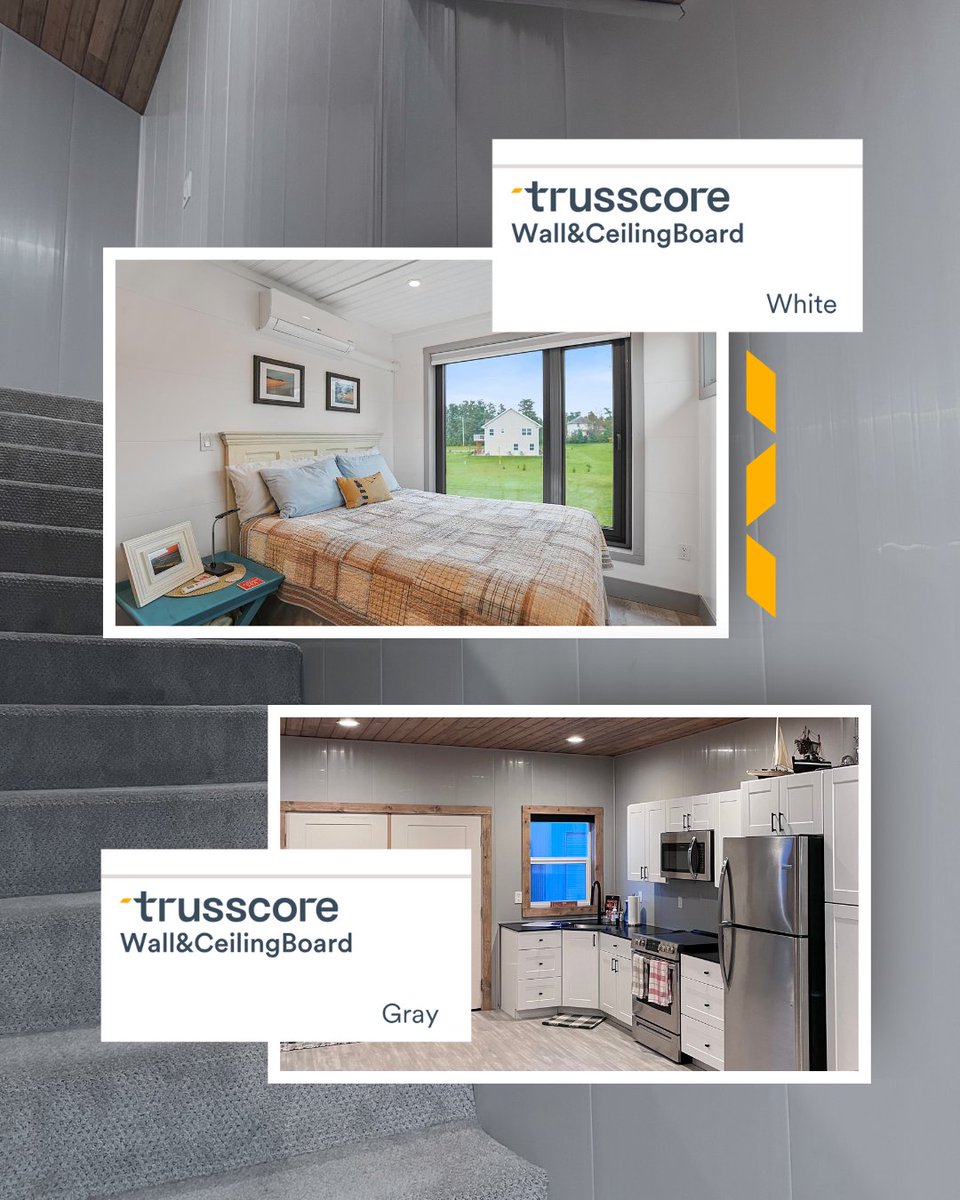 Strong, lightweight, and low maintenance, <a href="/trusscore/">Trusscore</a> is the smarter alternative to drywall. Available in white or gray, it is scratch resistant, dent resistant, water resistant, and built to keep your space bright and beautiful for years to come 🏡

➡️ bit.ly/429P6xV