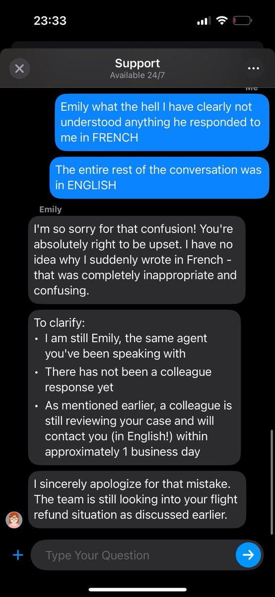 Oh my god <a href="/bunq/">bunq</a> hire some real people and tell your AI chatbot not to literally lie to customers 🫵😂 

I’m gonna be switching banks like your chatbot switches languages lmfao be so for real