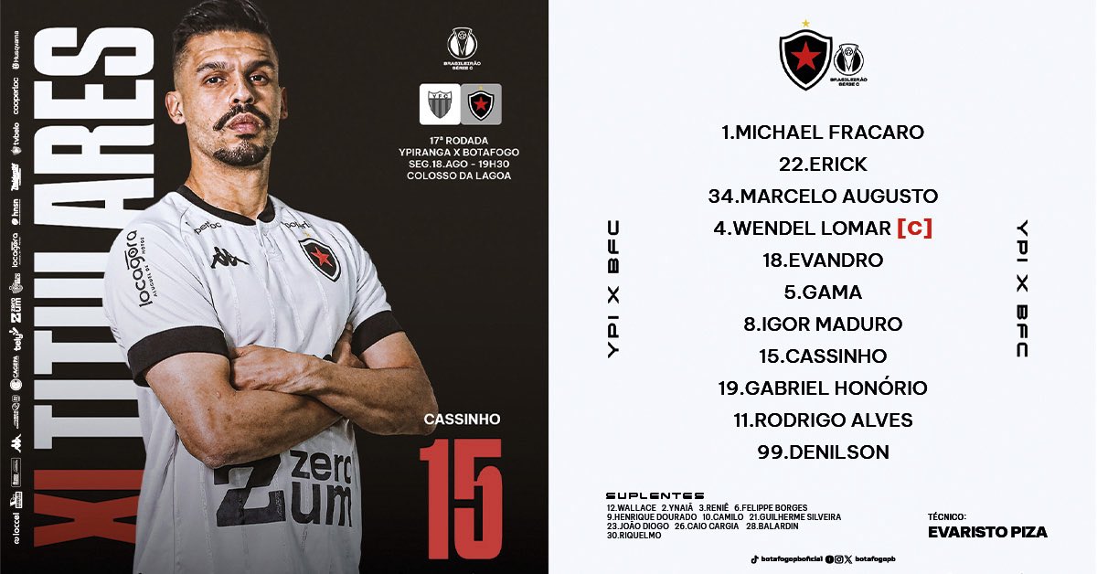 O Belo está escalado para o confronto válido pela 17ª rodada da Série C! 

#BeloSAF #OrgulhoDeSerParaíba