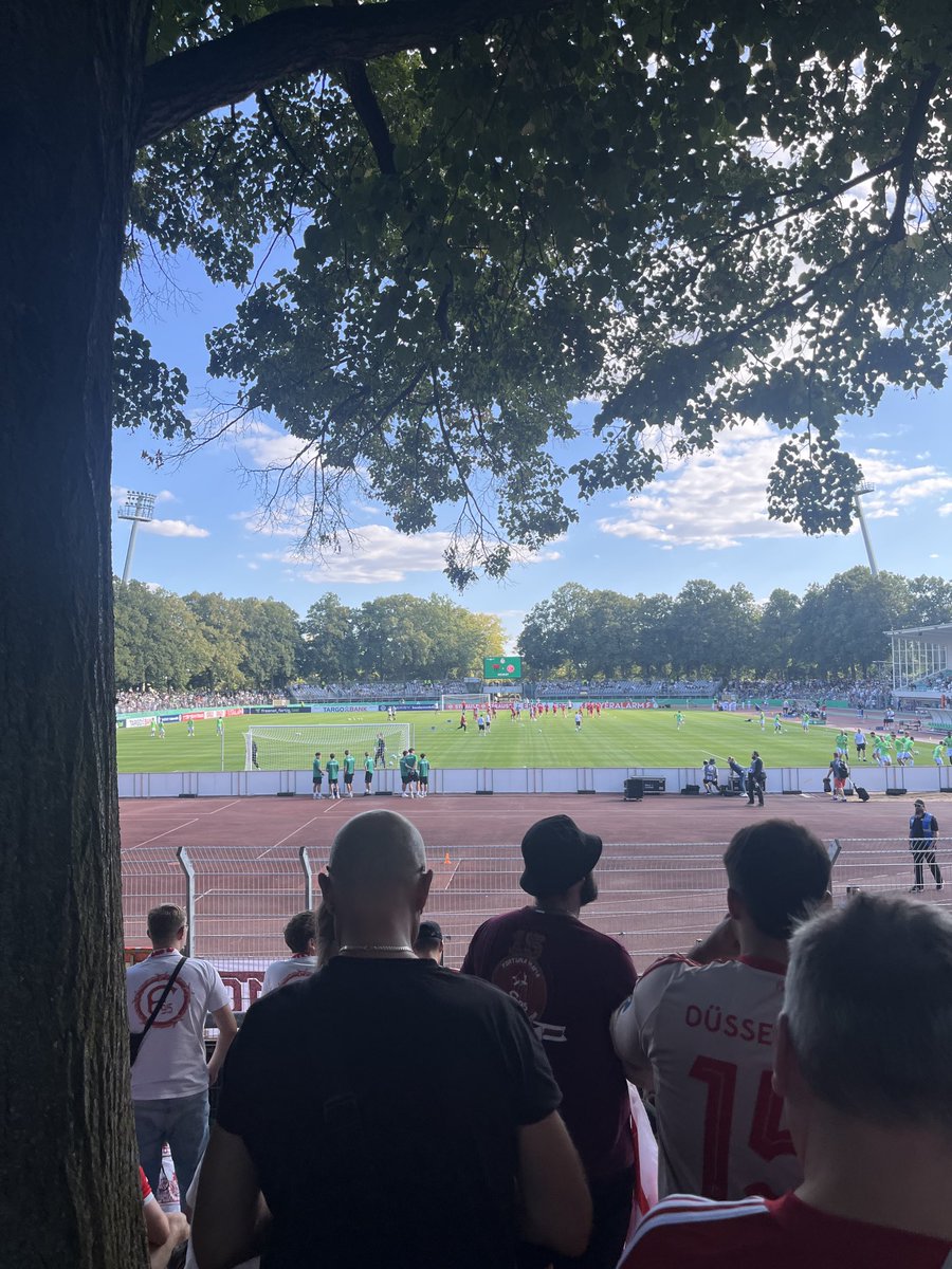 Schweinfurt. Stadion älterer Prägung. Fussball mit historischen Baumbestand. Eine Runde weiter! Schön war’s! #f95