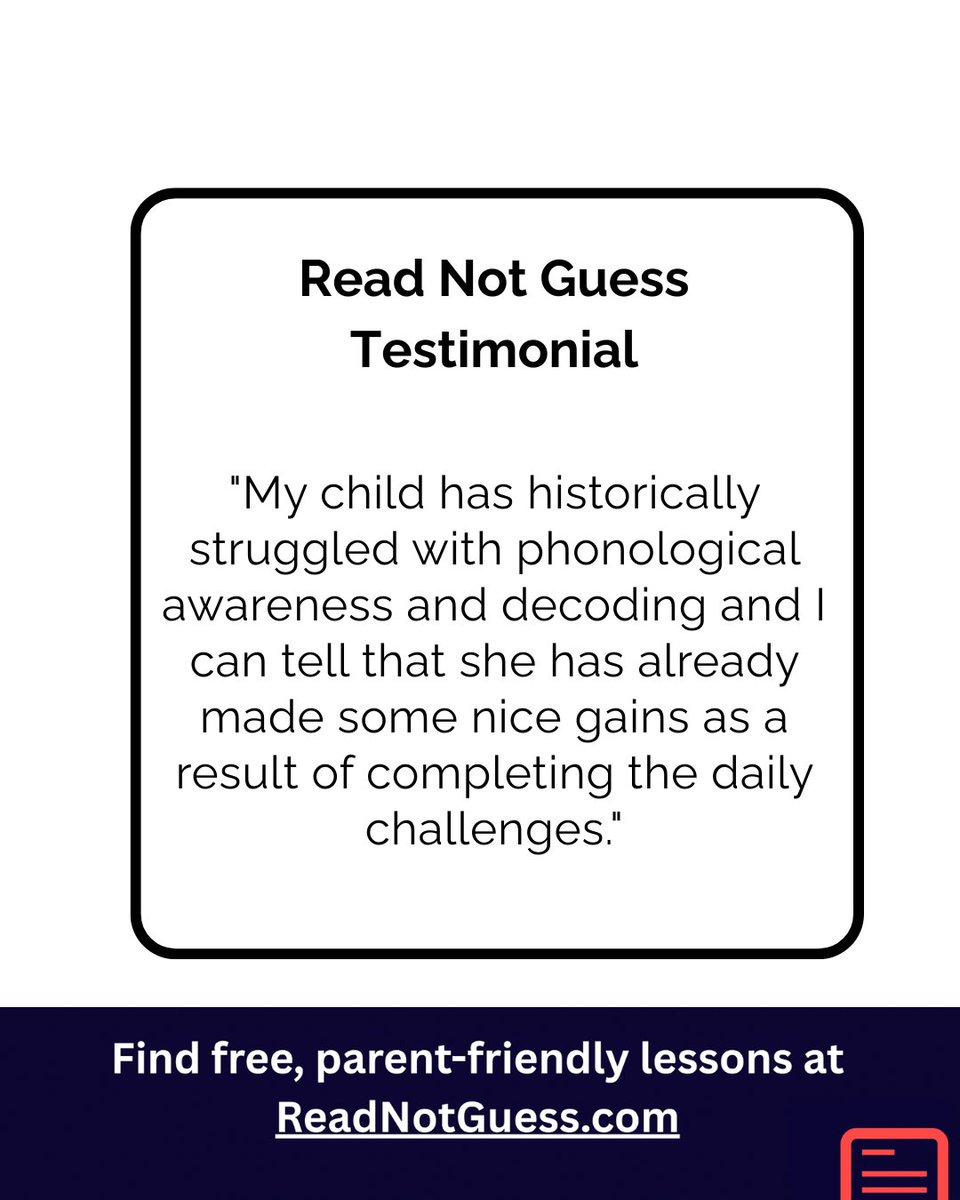 ReadNotGuess's tweet image. Read Not Guess Testimonial.
Sign up today for FREE reading lessons. 
#ReadNotGuess #SummerReading #ReadingProgram