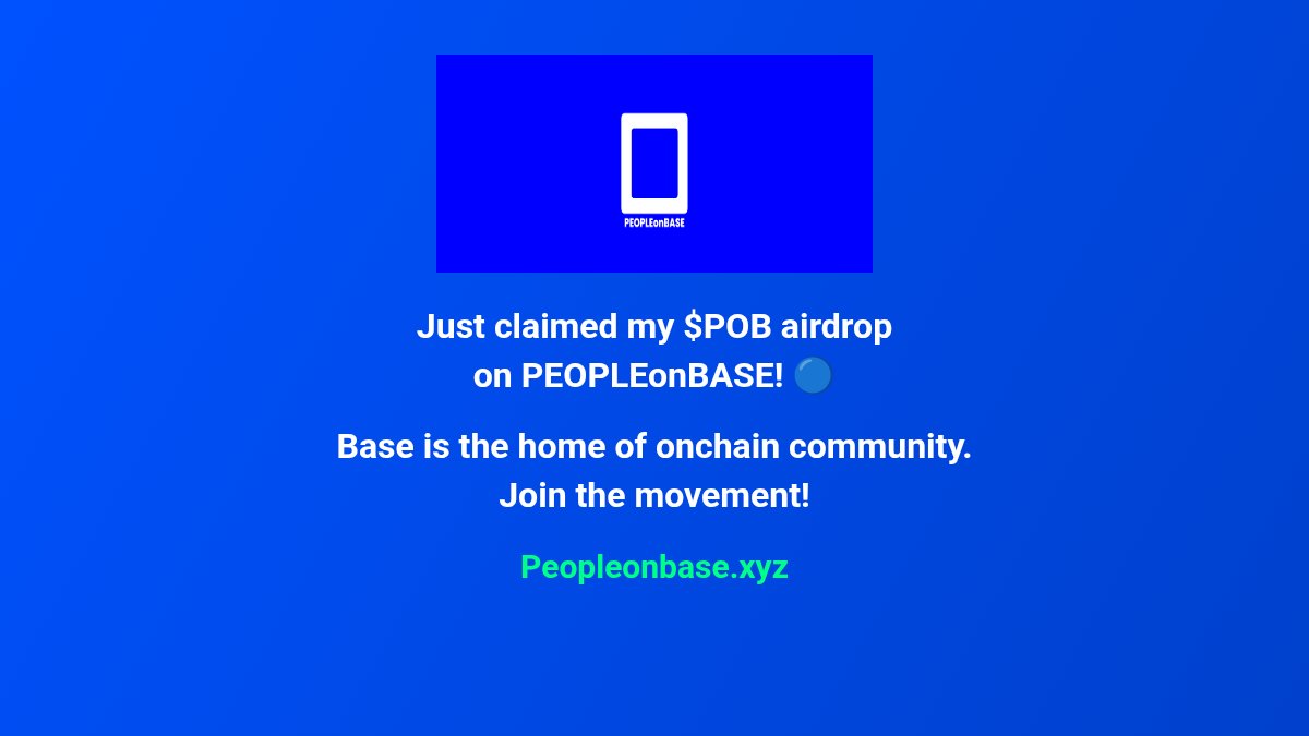 yomihuda1's tweet photo. Just claimed my $POB airdrop on PEOPLEonBASE! 🔵

Base is the home of onchain community. Join the movement!

https://t.co/9Ft2oEy6Ro https://t.co/avSnhIqnpt