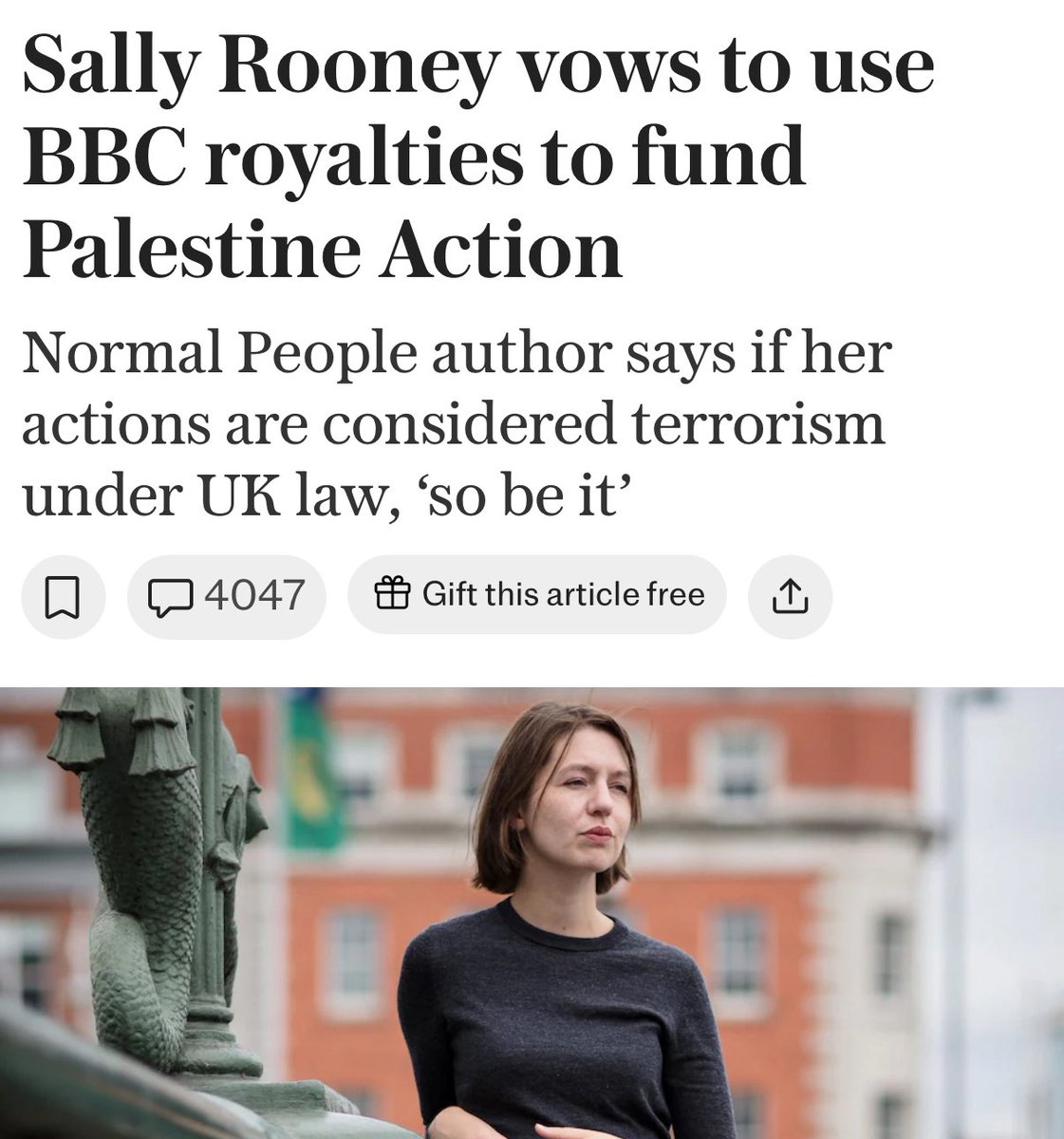 Now she’s declared this intention surely the <a href="/BBC/">BBC</a> should halt any royalty payments or risk funding a proscribed group?