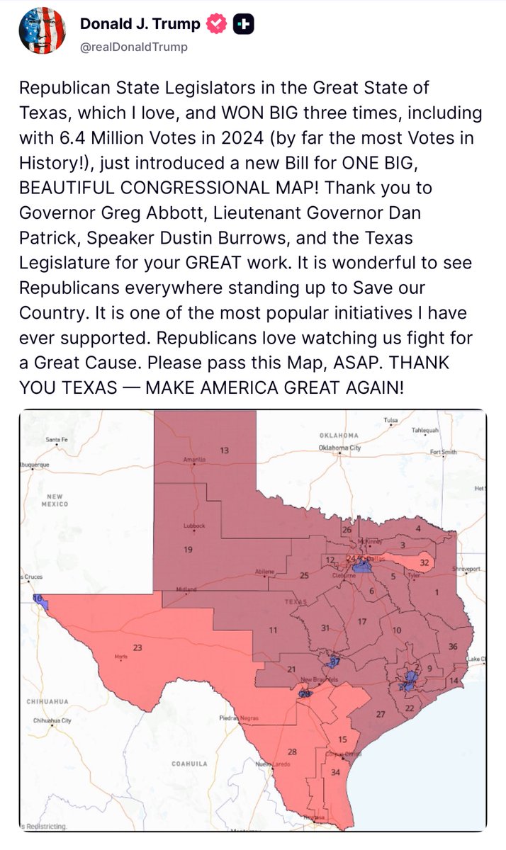 BREAKING: President Trump just told the SPINELESS Texas GOP to pass the redistricting map!

ASAP!