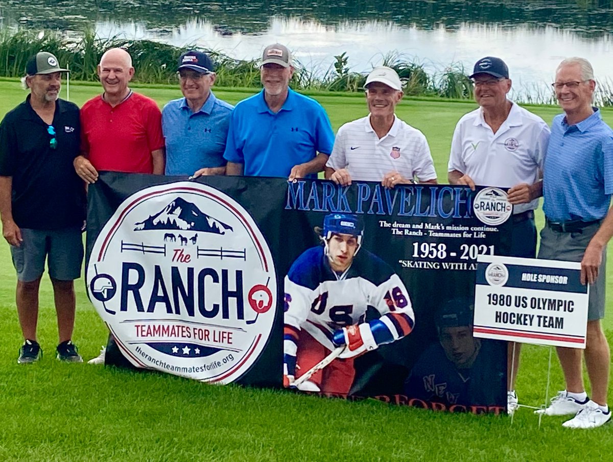 1980MiracleTeam's tweet photo. Today, we had the privilege of supporting The Ranch Teammates for Life golf tournament! It's an honor to stand behind the remarkable work of The Ranch, as we remember our beloved teammate #16 Mark Pavelich, whose legacy continues to inspire us.
#MiracleonIce #TeamatesForLife https://t.co/lBzir0INO4