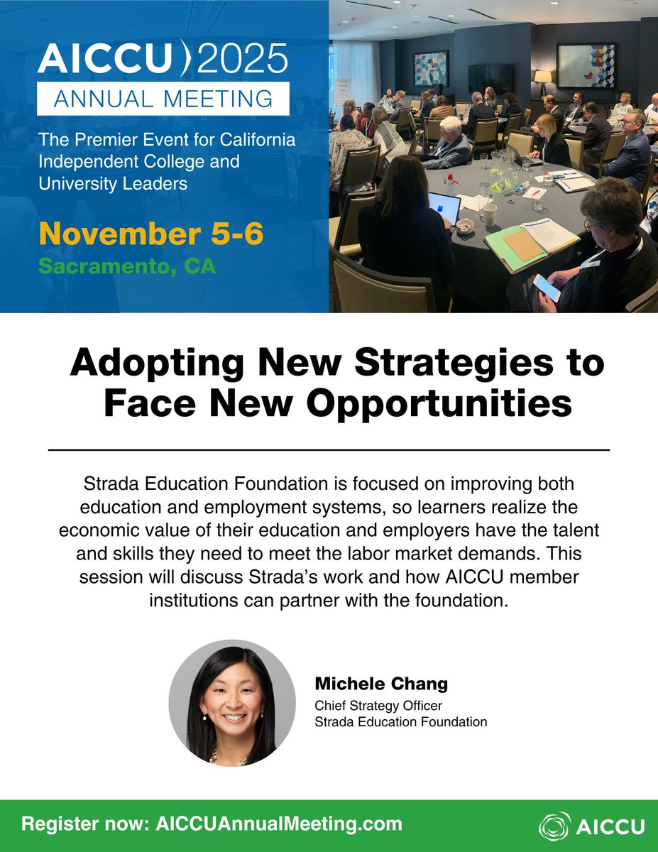 AICCU (@aiccucal) on Twitter photo Join us for this session to learn how AICCU member institutions can partner with <a href="/stradaeducation/">Strada Education Foundation</a> to support the college-to-career pipeline for students, particularly in light of the new Workforce Pell program. Register at AICCUAnnualMeeting.com. Join us for this session to learn how AICCU member institutions can partner with <a href="/stradaeducation/">Strada Education Foundation</a> to support the college-to-career pipeline for students, particularly in light of the new Workforce Pell program. Register at AICCUAnnualMeeting.com.