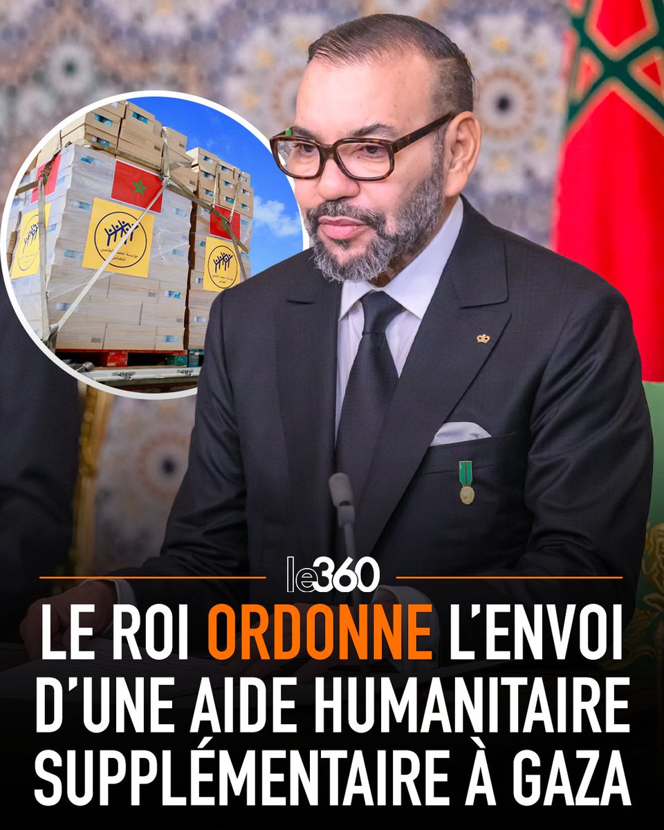 🇲🇦🇵🇸 Le roi Mohammed VI a donné ses très hautes instructions pour l’envoi d’une aide humanitaire supplémentaire à Gaza. 

Le Roi a tenu à ce que cette aide humanitaire soit, comme les précédentes, acheminée par voie aérienne, afin d’atteindre de manière urgente et directe les