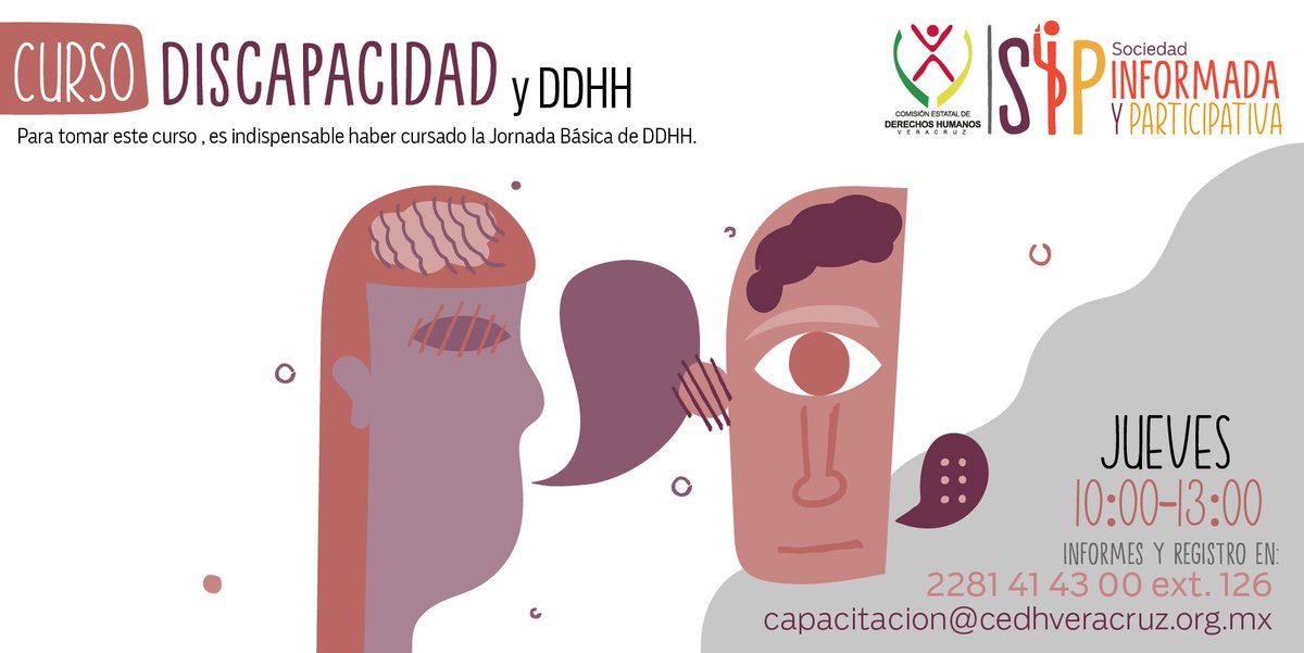 CEDH Veracruz (@cedhveracruz) on Twitter photo ¿Sabías qué a lo largo de la historia han existido modelos de atención para   las personas con discapacidad? Conoce más de manera virtual en el   curso:
 "Discapacidad y Derechos Humanos"
Jueves 21 de agosto de 10:00 a 13:00 horas
Registro: forms.gle/YfLSd4vCRNXknG… ¿Sabías qué a lo largo de la historia han existido modelos de atención para   las personas con discapacidad? Conoce más de manera virtual en el   curso:
 "Discapacidad y Derechos Humanos"
Jueves 21 de agosto de 10:00 a 13:00 horas
Registro: forms.gle/YfLSd4vCRNXknG…