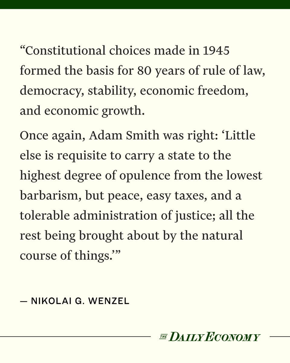 The Daily Economy (@thedailyeconomy) on Twitter photo A combination of constitutional and commercial fixtures set Japan up for stability and growth, even as its Southeast Asian neighbors struggled.
Read Nikolai G. Wenzel's latest at <a href="/thedailyeconomy/">The Daily Economy</a>: thedailyeconomy.org/article/80-yea… A combination of constitutional and commercial fixtures set Japan up for stability and growth, even as its Southeast Asian neighbors struggled.
Read Nikolai G. Wenzel's latest at <a href="/thedailyeconomy/">The Daily Economy</a>: thedailyeconomy.org/article/80-yea…