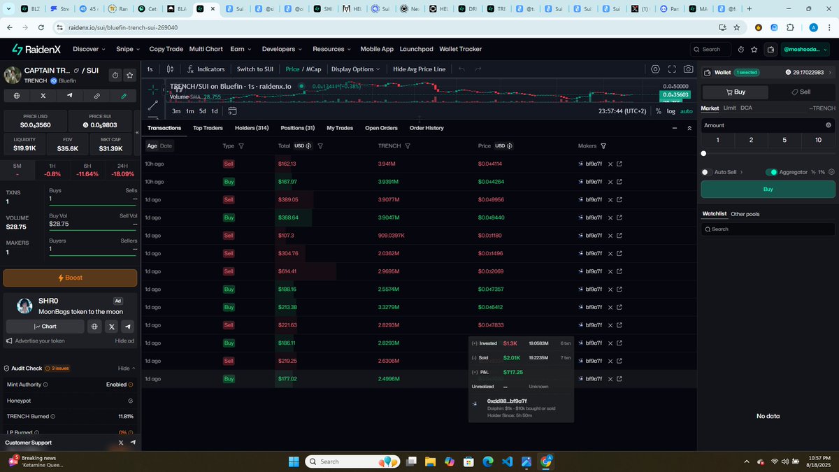 <a href="/ZibahTheCreator/">Zibah.sui 🪖🇬🇧🇳🇬</a> NGL <a href="/iv_dev3/">Sele</a>'s $TRENCH is solid I don't know if he farm with other wallets but I know guys that extracted 11k, 5k, 3k from it.

And I personally made $700+ from $TRENCH,  and I'm willing to buyback only when it start moving back👍

Maybe when his sui frens start shit posting