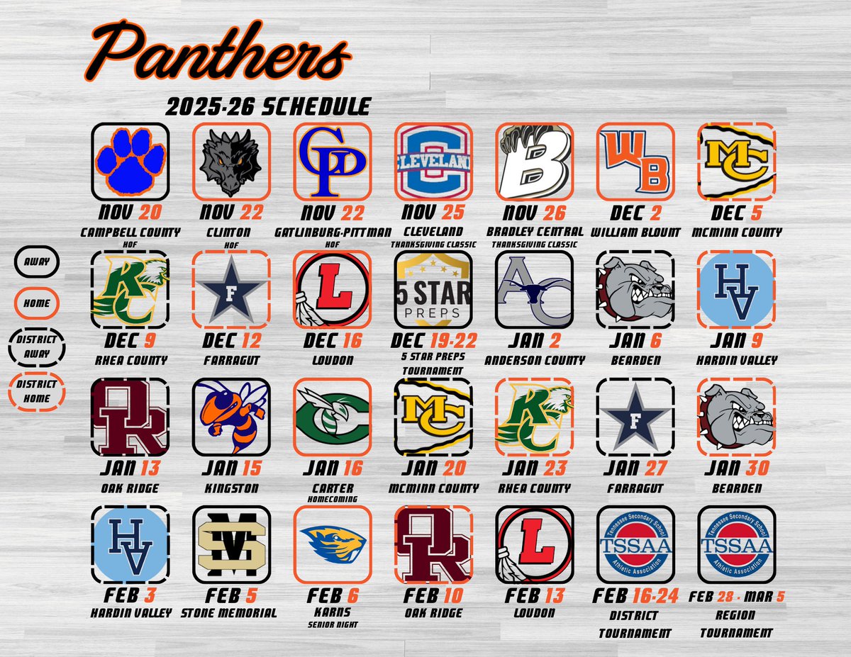 SCHEDULE RELEASE!! Can’t wait to get this season started. Go Panthers! 🏀