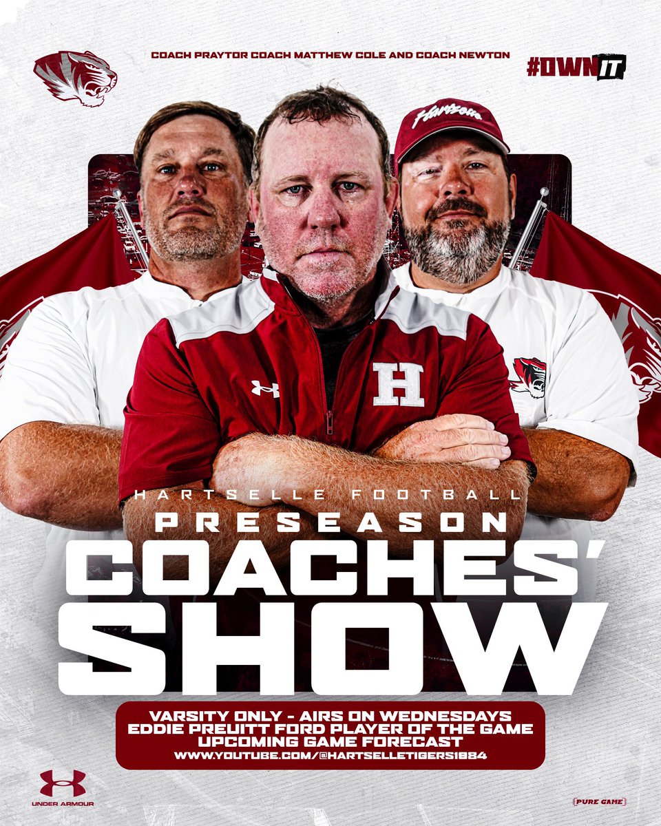 Tune in this Wednesday. Preseason preview on the Hartselle Football Coaches Show! #OwnIt