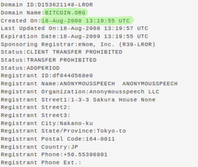 17 years ago, Satoshi bought the bitcoin org domain through AnonymousSpeech, paying with eGold or cash by mail to remain anonymous 🗿