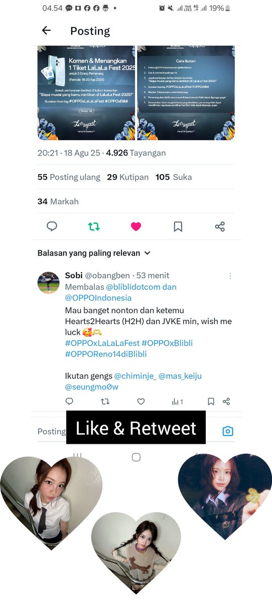 obangben's tweet photo. @bliblidotcom @OPPOIndonesia Jogging bareng si Fabli
Ketemuan di arena sports 
Ikutan GA dari #OPPOxBlibli 
Semoga ketemu Hearts2Hearts

Done all rules min ✅️ @bliblidotcom
wish me luck! Hayuk gengs ikutan @chiminje_
@mas_keiju @seungmo0w
🫶🏻❤️☺️

#OPPOxLaLaLaFest #OPPOxBlibli #OPPOReno14diBlibli https://t.co/FAB5Wep8pD