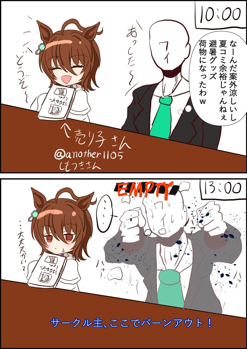 コミケレポ漫画①
いや…ほんとハンディファンとかスポドリとか持ってきて良かったです… 