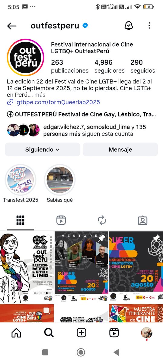 No olvides de seguir nuestro Instagram donde también damos cobertura ampliada de la próxima edición del festival. 
Nos encuentras en
instagram.com/Outfestperu