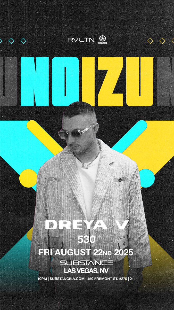 ELICIT SUBSTANCES 💉💊

Friday Night with <a href="/noizu/">Noizu</a> &amp; @dreyavmusic via <a href="/Ravealation/">RVLTN Events ®</a> …

I am playing doors at 10PM.

GOING TO BE A SMACKER OF AN EVENING 👋🏻

SUBSTANCELV.COM