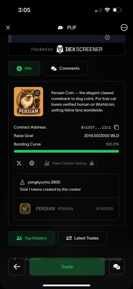 persianwld's tweet photo. 🎓🐾 WE DID IT!
$PERSIAN has officially GRADUATED from the bonding curve 🚀🔥

From 0 → a growing army of holders 💪🐱
This is just the beginning… WEN MOON? 🌙

#PERSIAN #Crypto #MemeCoin #DeFi #WLD #CryptoCommunity #PersianArmy
@PufLaunch https://t.co/q0E1runm4l