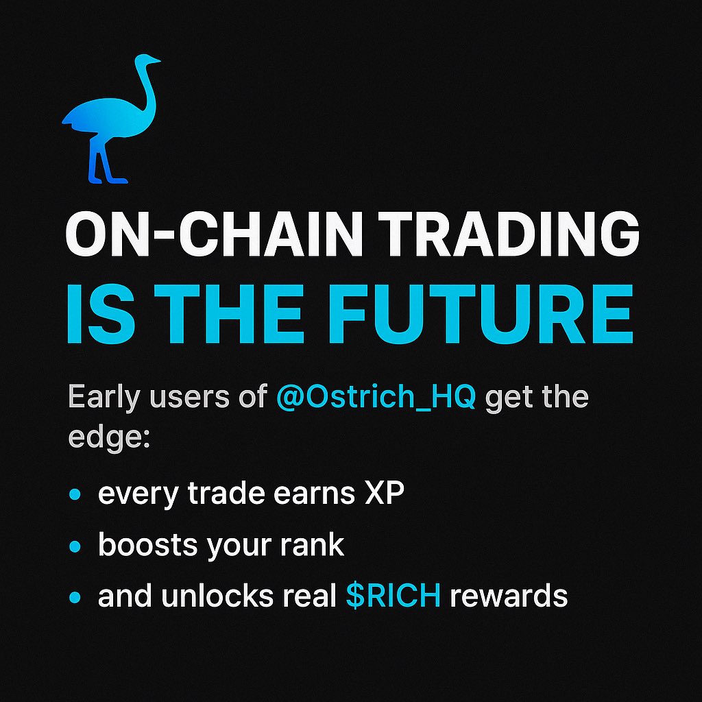 Bobgentuu's tweet photo. Trading used to be built for banks, brokers & insiders.
Now itβs being rebuilt for everyone π.
Thatβs what @Ostrich_HQ is doing β creating the worldβs first global on-chain exchange. Hereβs how it changes the game π§΅π
#RICHToken #OnChain #DeFi https://t.co/ry1pBiHdGM
