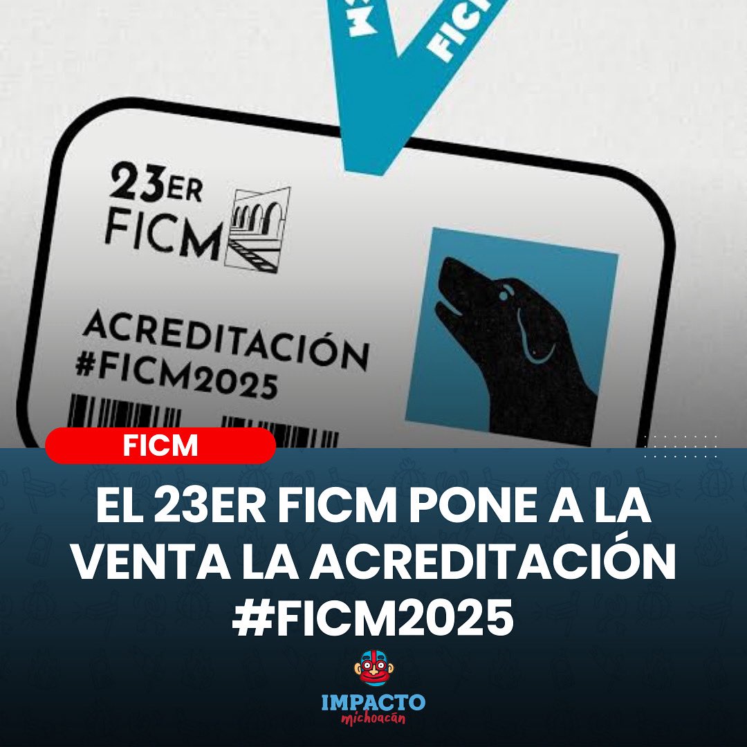 ImpactoMich's tweet image. El Festival Internacional de Cine de Morelia (@FICM) pone a la venta la Acreditación #FICM2025, destinada para cinéfilas y cinéfilos que quieran tener una experiencia extraordinaria en el 23er FICM.

Más detalles 👉 tinyurl.com/ye7b2h7p