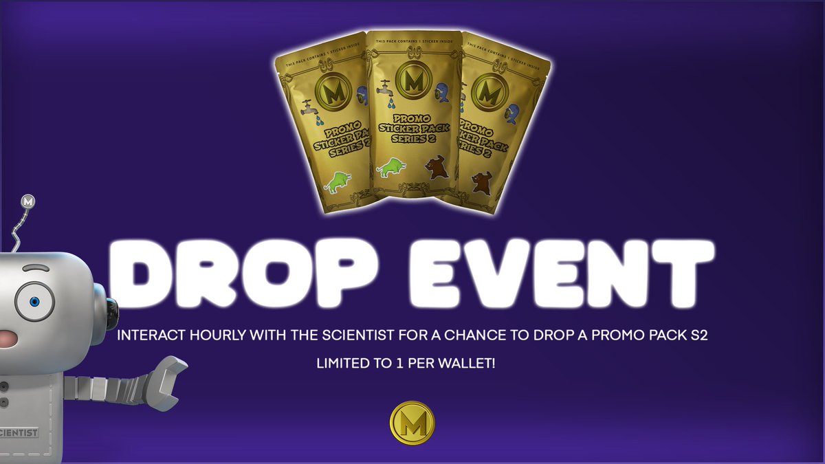 <a href="/thenftopia/">NFTOPIA Metaverse Convention & Spaces</a> was a blast! 
Buut.. it’s time to get back to work👀

🚨 Drop event started! 

For the next 30 days interact with our The Scientist on any Discord you see him in for a 2.5% chance to drop one of the 20x Promo Packs S2 we just deposited in vault!

Good luck! 🍀 #WAXFAM