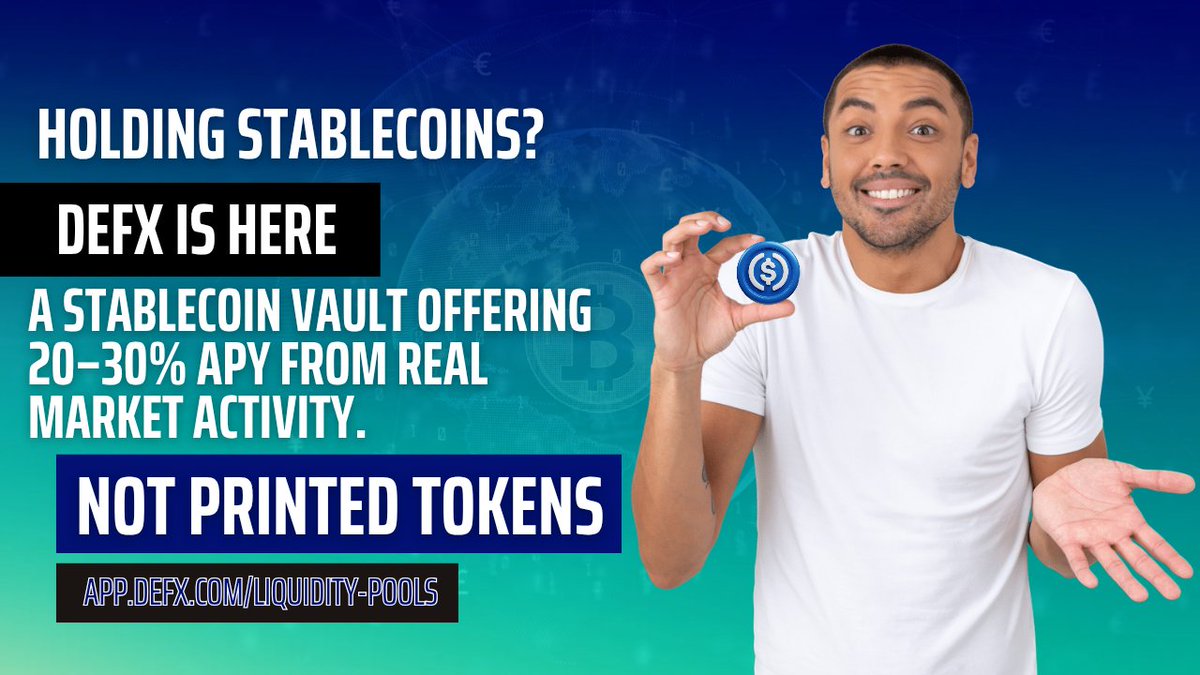 Holding stablecoins?

What if they could earn 20–30% APY in USDC, without degen risk, and give you early exposure to a new perp-native Layer 1?

That’s exactly what <a href="/DefxOfficial/">Defx</a>’s Liquidity Engine (DLE) does.

👇 Here’s how it works and why early deposits matter: