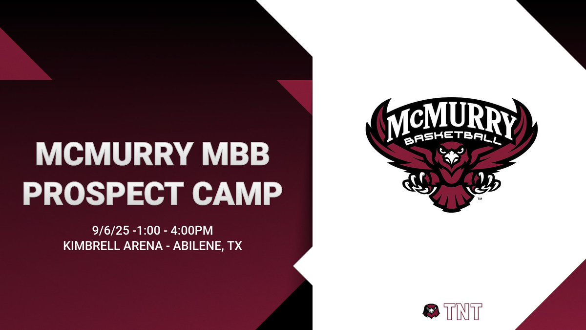 Join us September 6th from 1-4pm for our McMurry Prospect camp! See campus, learn about being a collegiate student athlete, and get an opportunity to be evaluated and instructed by the McMurry Coaching staff. Spots are limited! $60 Grades 9-12 #TNT 

secure.qgiv.com/for/athleticsd…