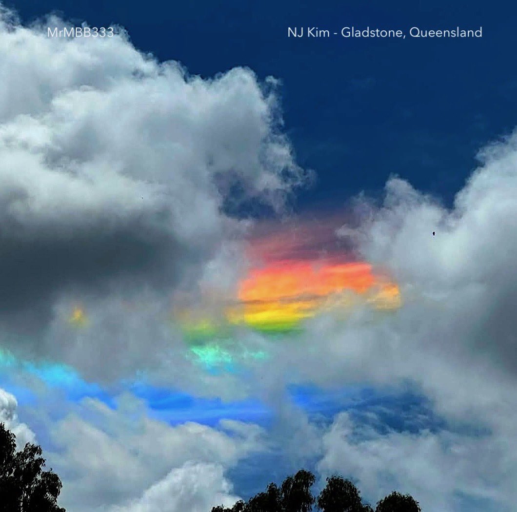 The clouds over Queensland lit up like a burning rainbow flame in the sky. One of the rarest and most breathtaking sky events you’ll ever see. #MrMBB333 #rainbow #sky
