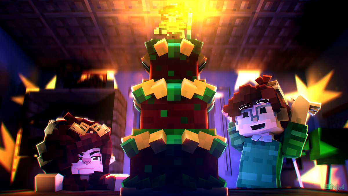 Birthday has officially wrapped up awhile ago but I got time to make this render for the occasion!

Thank you everyone who either made art or just wrote a message, I appreciate it all!
Cake by : <a href="/JacksieB/">@jacksiegb.bsky.social</a> 

#Minecraft #mineimator #3dart #birthday