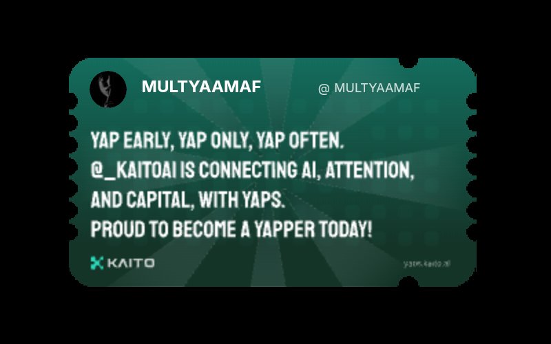 MULTYAAMAF (@multyaamaf) on Twitter photo Yap early, yap only, yap often.
<a href="/KaitoAI/">Kaito AI ๐</a> is connecting AI, attention and capital with Yaps.
Just claimed my social card and I'm accumulating Yap points in real-time.
Finally ๐๐ฉ
Claim yours ๐ yaps.kaito.ai/referral/17951โฆ Yap early, yap only, yap often.
<a href="/KaitoAI/">Kaito AI ๐</a> is connecting AI, attention and capital with Yaps.
Just claimed my social card and I'm accumulating Yap points in real-time.
Finally ๐๐ฉ
Claim yours ๐ yaps.kaito.ai/referral/17951โฆ