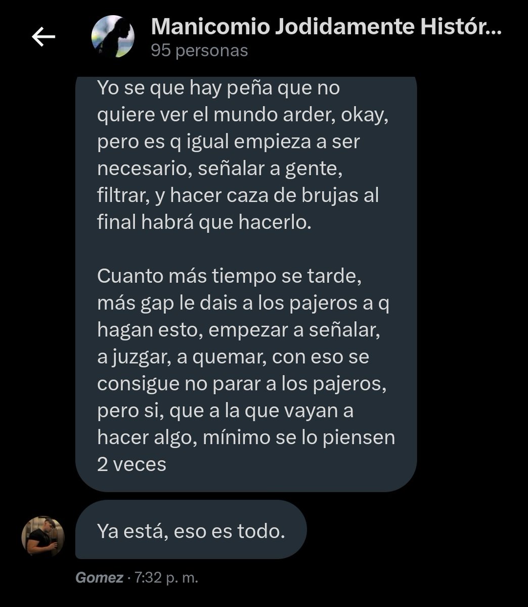 Como vemos aquí quieren hacer una "caza de brujas" como digo se quieren defender como héroes pero si opinas diferente a él o le molestas no te sirve con bloquearle o dejarle en paz si no que lo que quieren es perseguir a la gente, incluso a familiares si hace falta xa q te vayas.