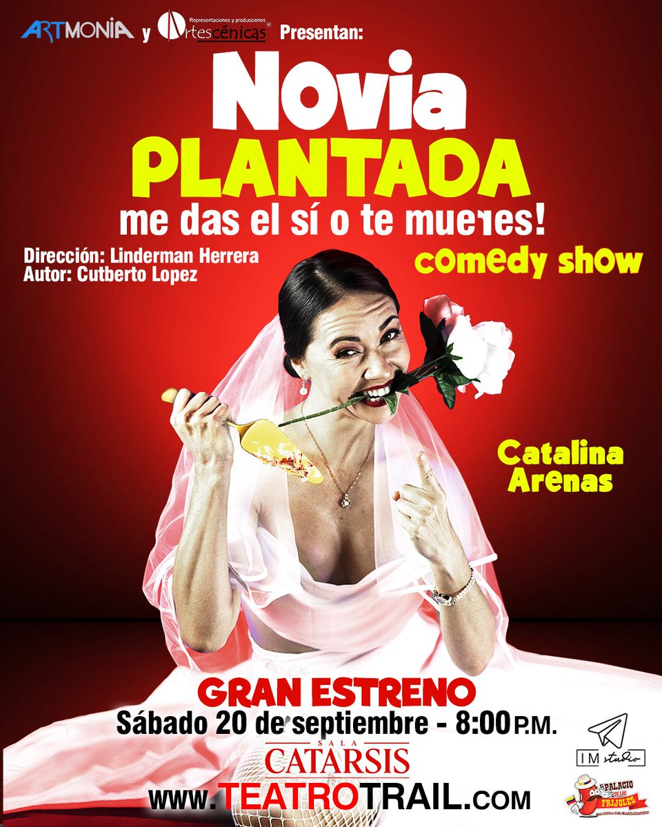¡¡Artescénicas USA te trae el estreno de NOVIA PLANTADA Me das el sí o te mueres!! comedy show  ¿Puede una mujer perder la cordura y la dignidad por el amor de un hombre? 
Tickets:
ci.ovationtix.com/36022/producti…
 #Miami <a href="/salacatarsis/">Sala Catarsis Miami</a> #plantadasenelaltar