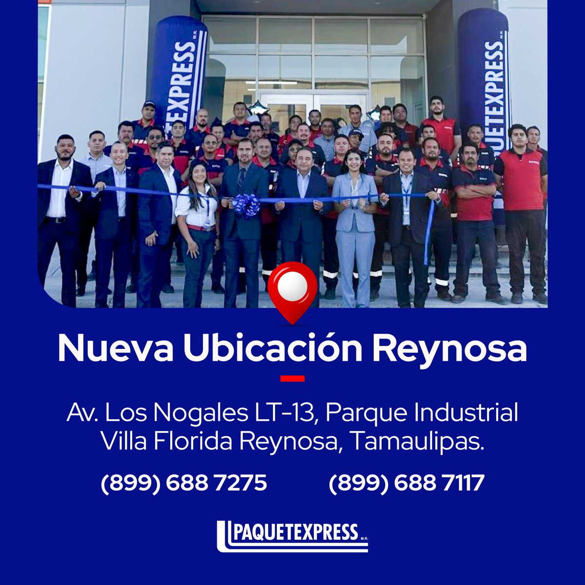 Conozca nuestra nueva ubicación en Reynosa.

📍Av. Los Nogales LT-13, Parque Industrial Villa Florida Reynosa, Tamaulipas.

📞(899) 688 7275
📞(899) 688 7117

¡Estamos felices de estar más cerca de usted! 🌎

#Paquetexpress #nuevaubicacion #sucursal