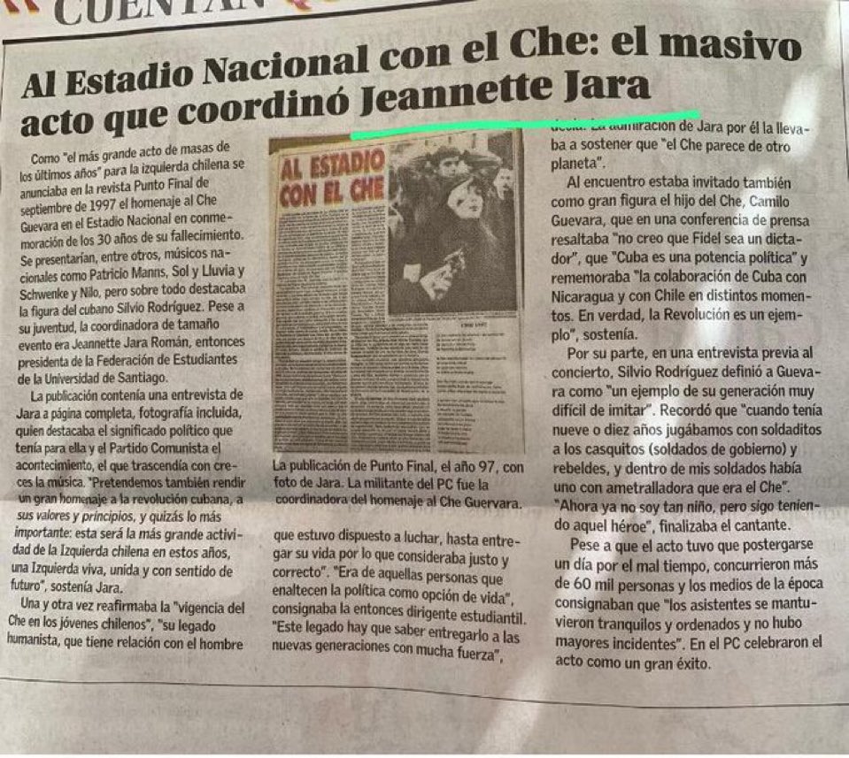 Jara es comunista es decir partidaria de una ideología criminal liderada por criminales a los que homenajea