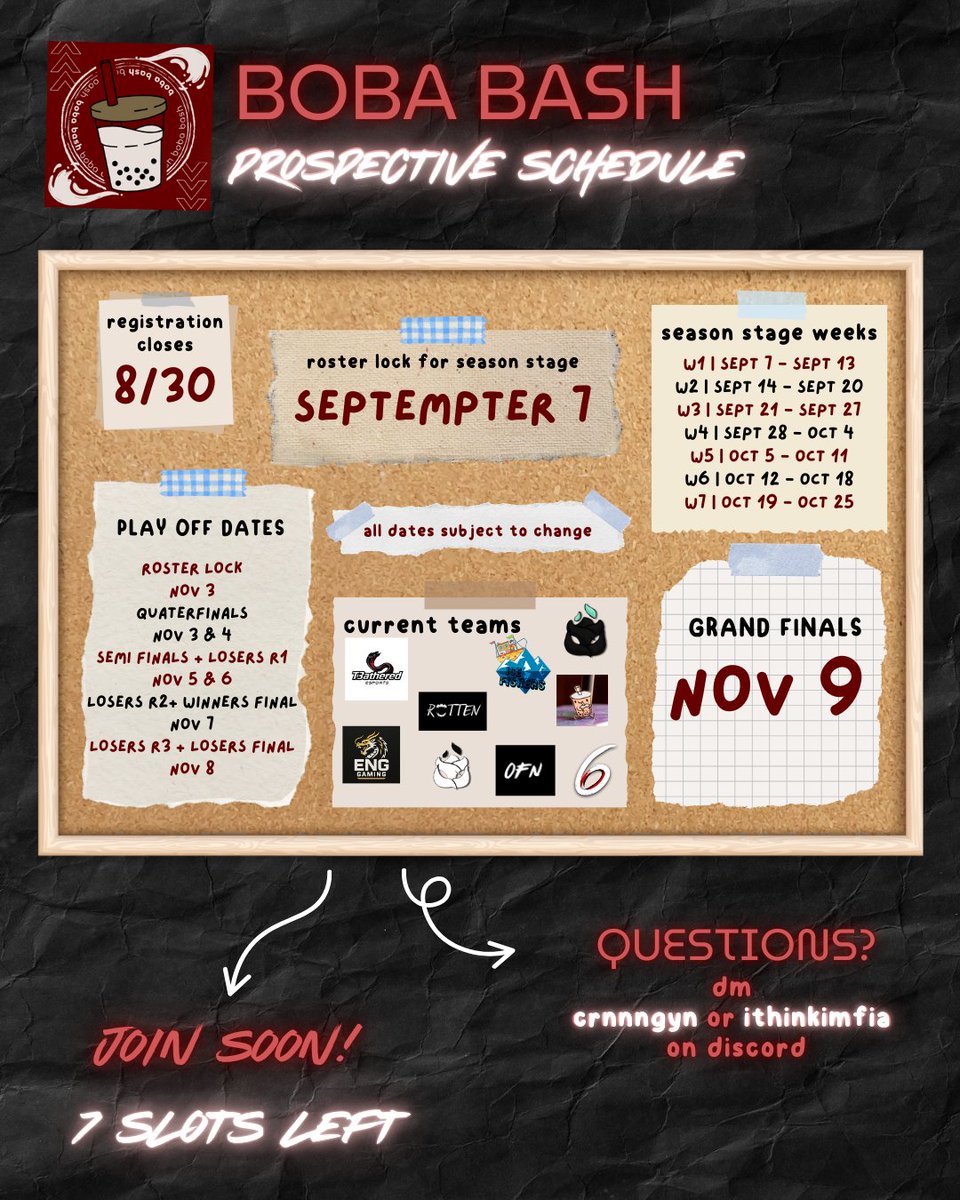 Hey guys this is the prospective schedule for the Boba Bash!🧋
#bobabash #letsbrewit
