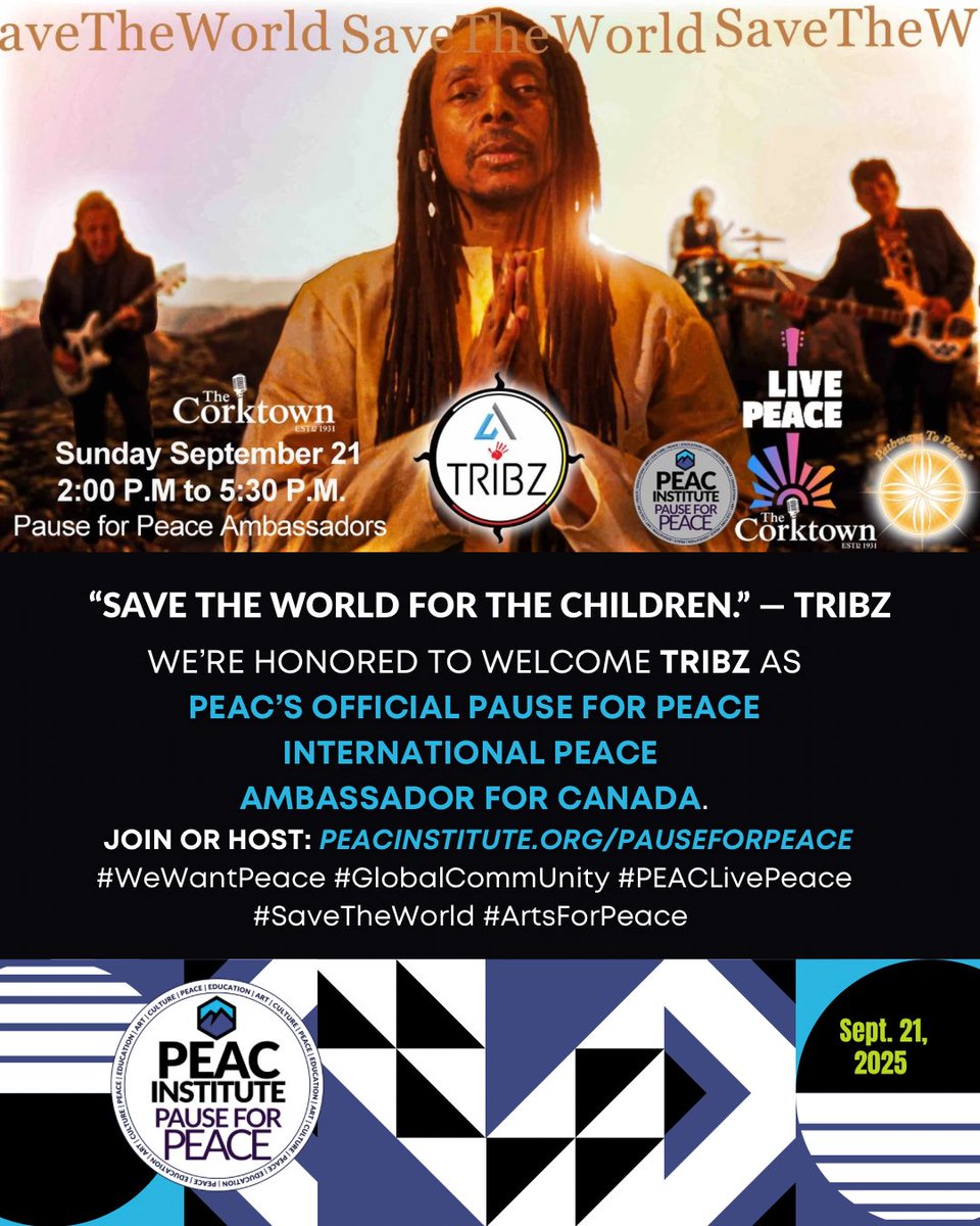 Meet our first International Peace Ambassador for Canada 🇨🇦: the one and only Errol “TRIBZ” Starr Francis!
With @tribzmusic1 + @errol_starr_francis joining us, the #PauseForPeace movement continues to grow through music and global solidarity. 🌍🎶