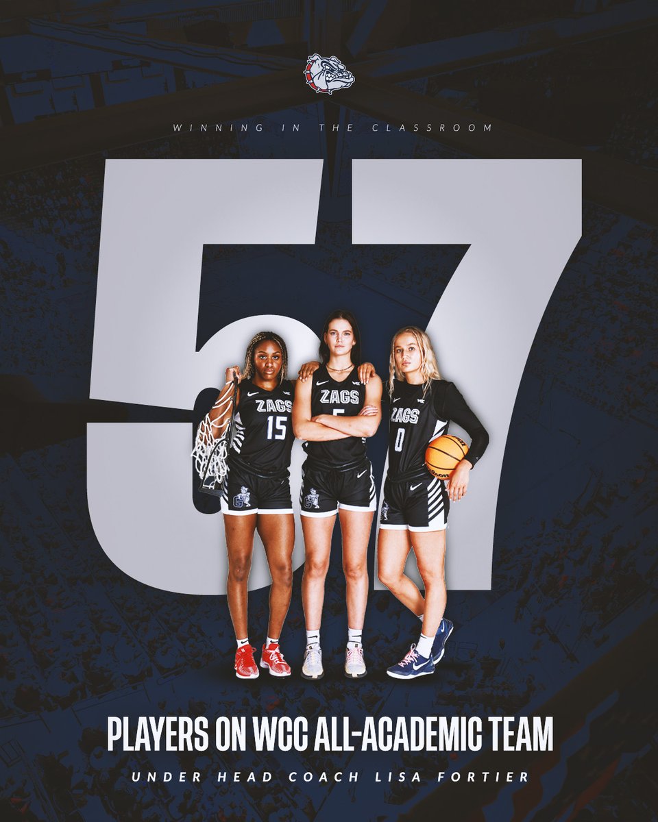ZagWBB's tweet photo. Ballers and scholars ๐
Since head coach Lisa Fortier has taken over, the Zags have had 57 players named to the WCC All-Academic Team or given honorable mention honors.
#WinningInTheClassroom https://t.co/8QgYS5sgz3