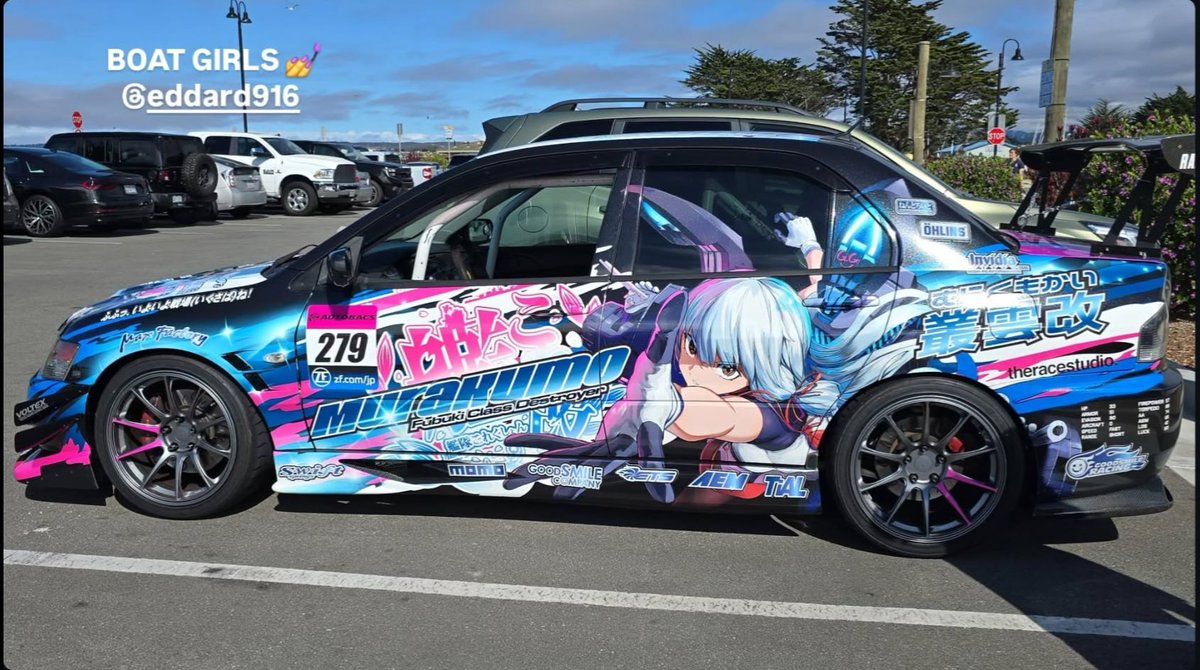 Eddard916's tweet photo. A fantastic side shot.

📷: @kanagawa_hearts 
Character art: @gegeron11110
Livery: IG - @ theracestudio

#Mitsubishi #evo8 #evolution #animevo #murakumo #kancolle #boathoes https://t.co/mvsMonypm8