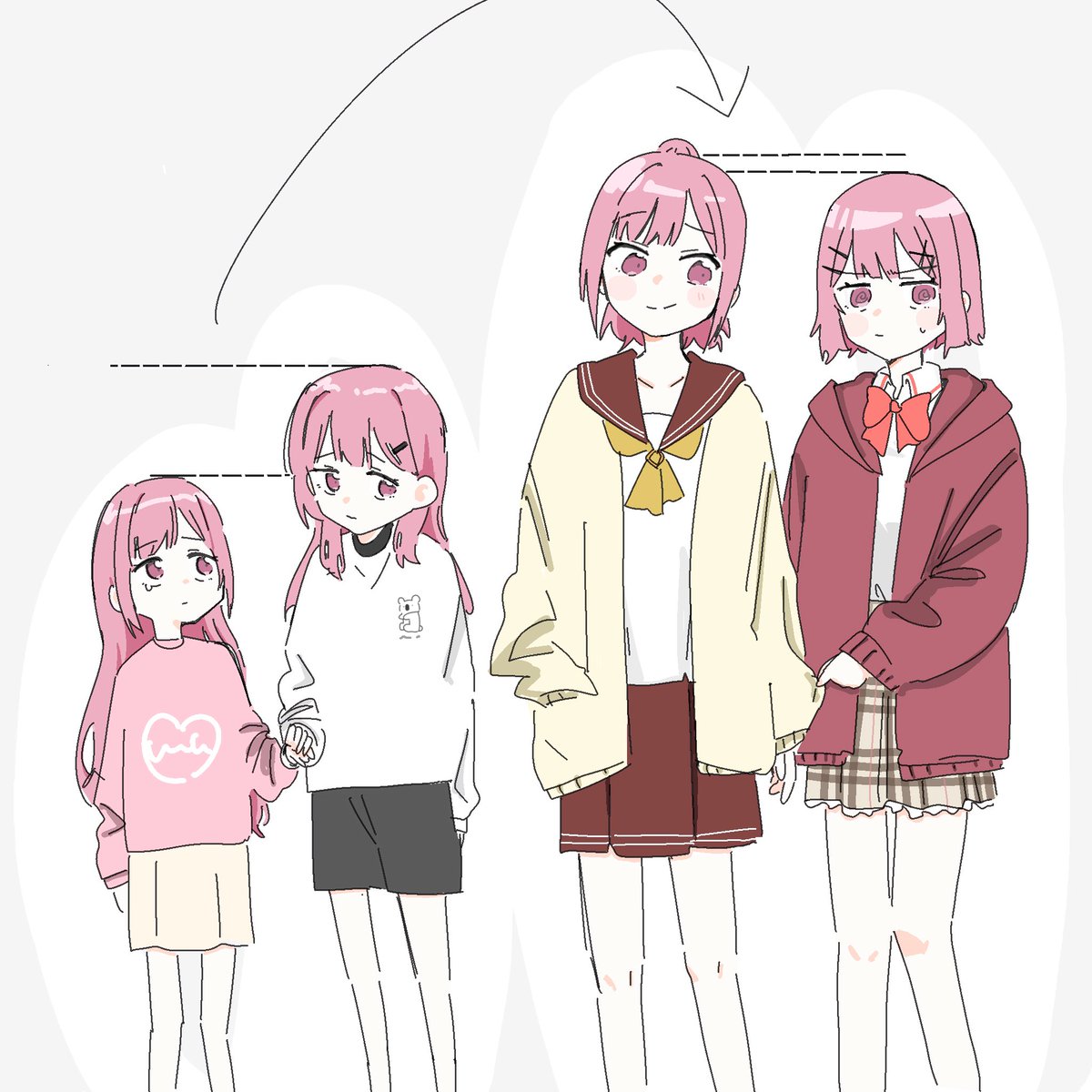 甘織姉妹の身長差
#わたなれ