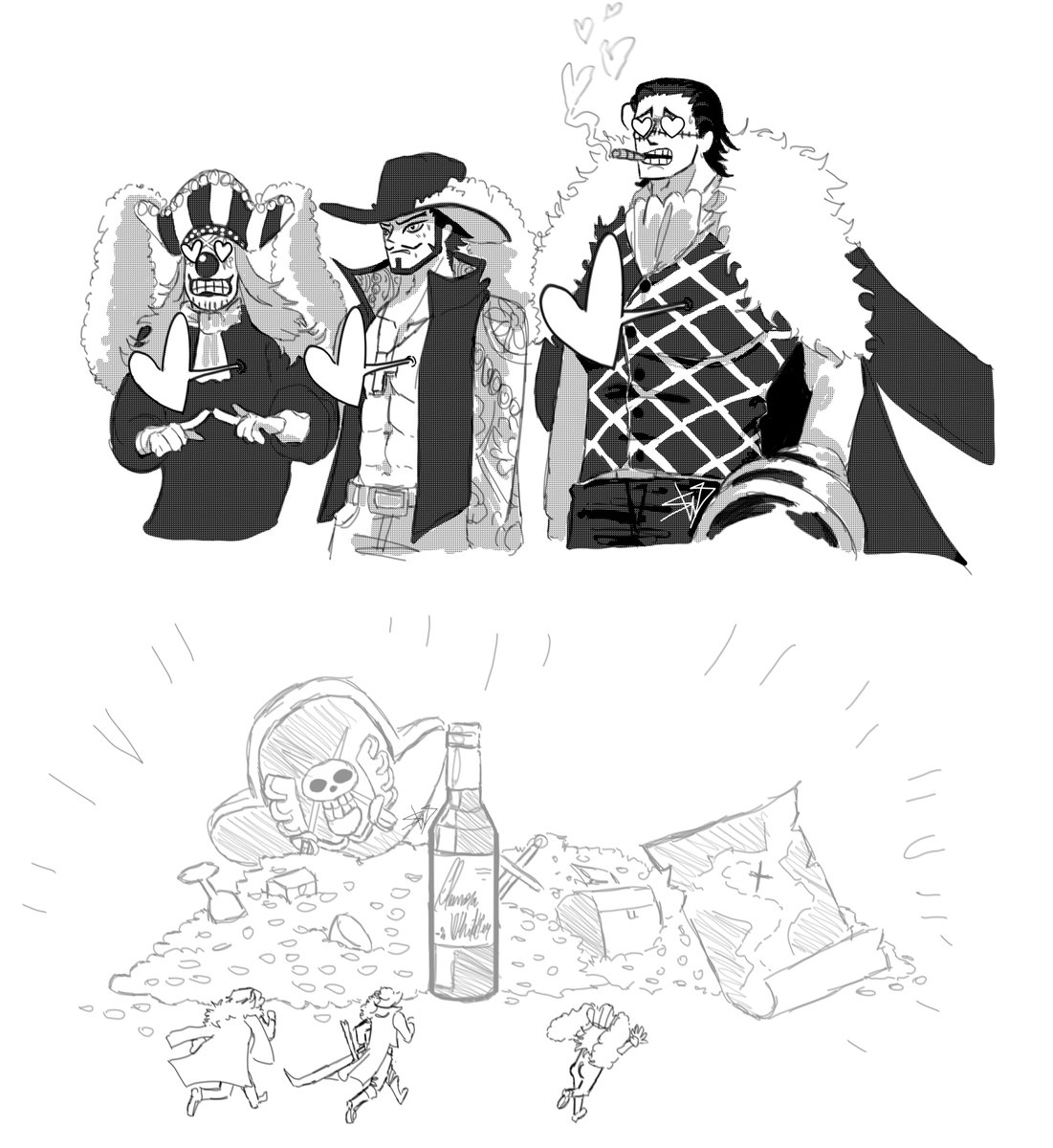 Cupid caught them ⚔️🐊🦅🤡
#ONEPIECE #ワンピース 
#sircrocodile #mihawk #buggy 
#クロス・ギルド