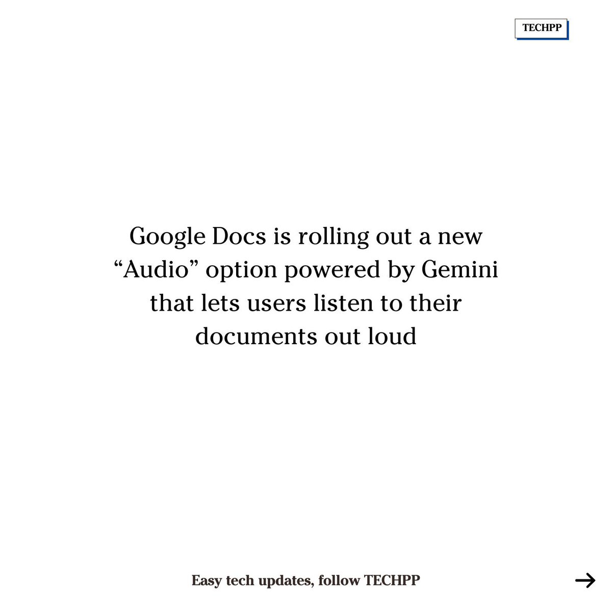 techpp's tweet image. Google Docs adds Gemini-powered text-to-speech

#GoogleDocs #GeminiAI #TextToSpeech #Apps
