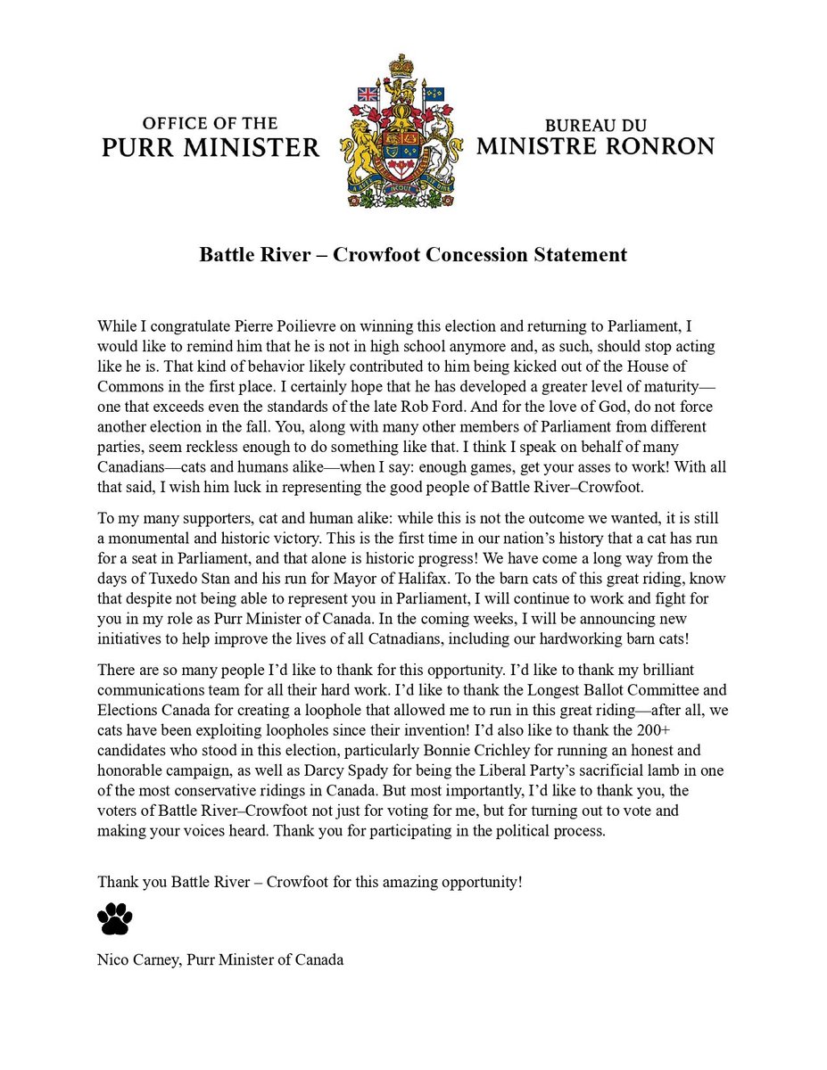 My concession statement on #BattleRiverCrowfoot