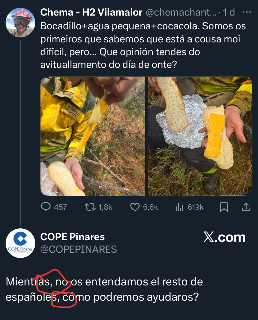 Hola <a href="/COPEPINARES/">COPE Pinares</a> i <a href="/COPE/">COPE</a>,
Per a ser tan exigents amb la llengua que parlen uns altres compatriotes podríeu cuidar més la vostra: sobra una coma i falta un signe de puntuació.
I se suposa que sou periodistes.
El do de llengües i la caritat cristiana ho deixem per a un altre tuit.