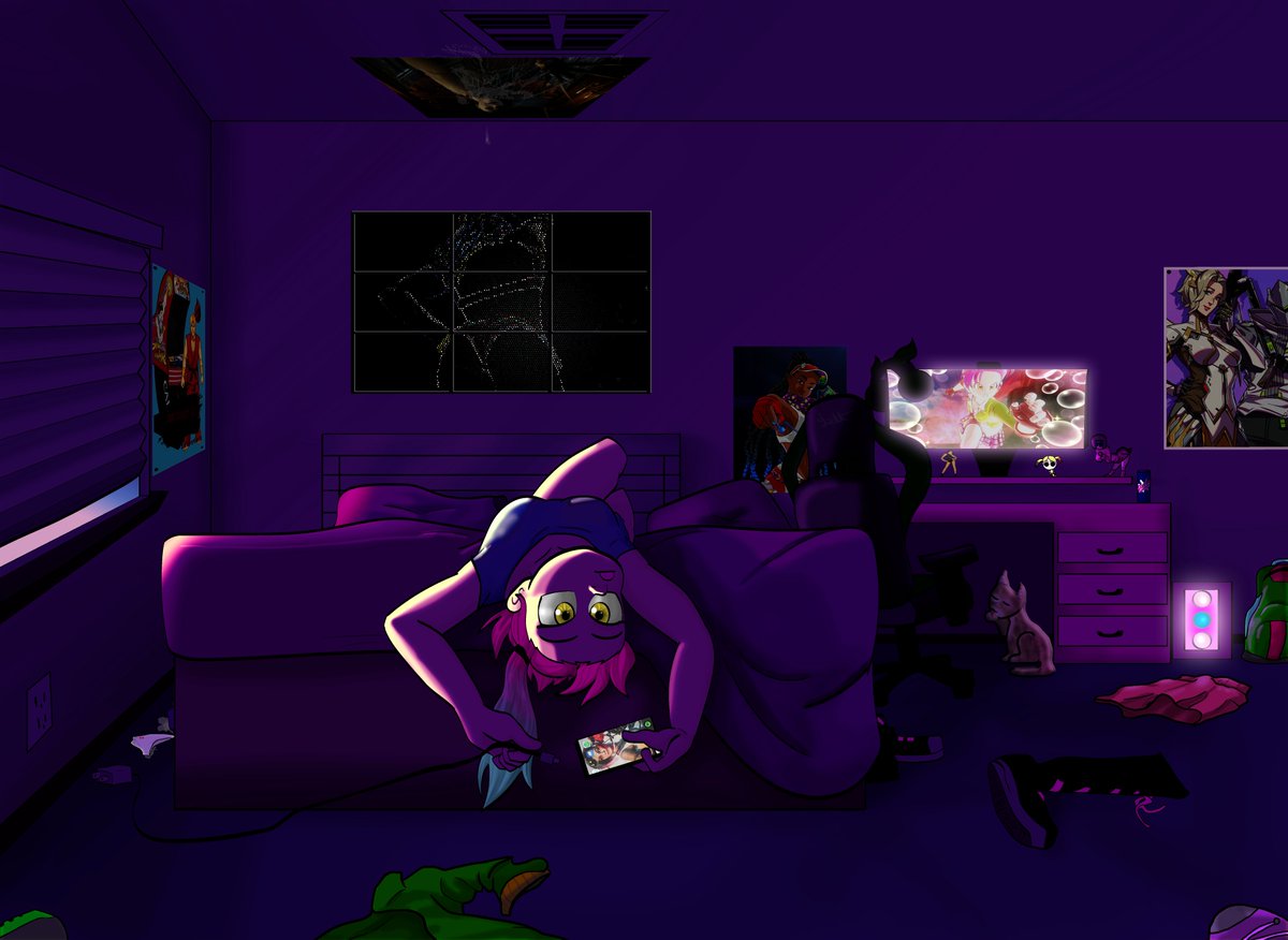 DerLatt's tweet photo. Had some fun playing with lighting with my OC Yu-Wee in her room. 🤭 https://t.co/7eR5Ouc33s