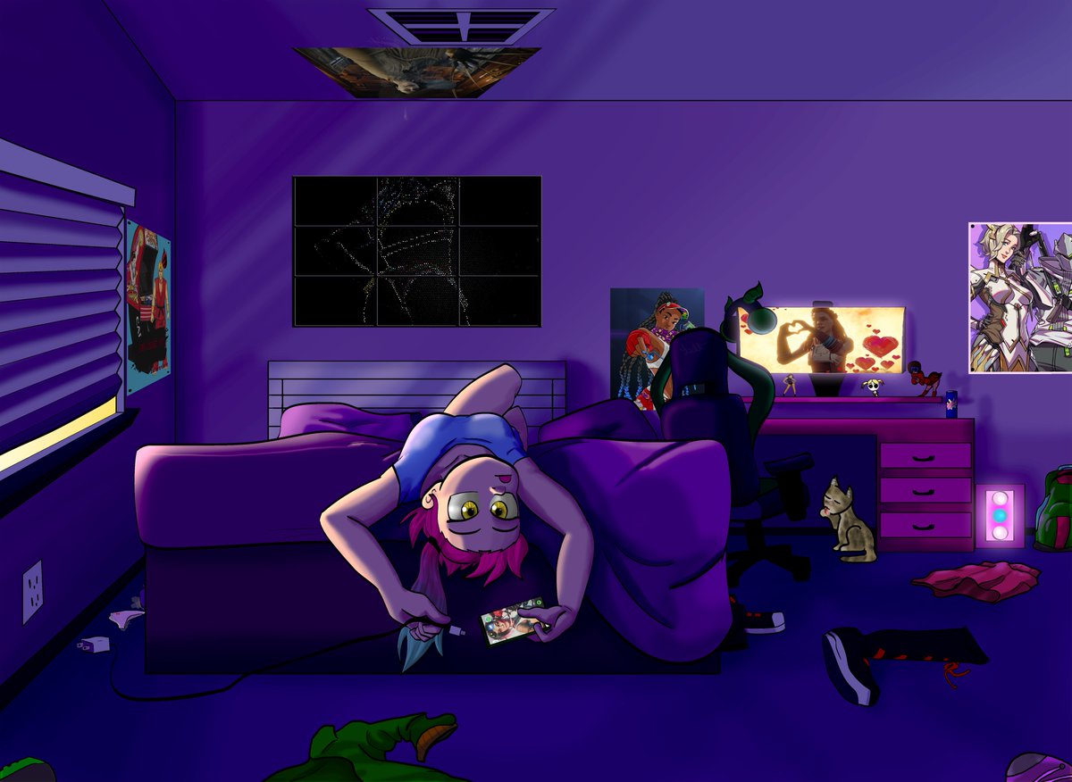 DerLatt's tweet photo. Had some fun playing with lighting with my OC Yu-Wee in her room. 🤭 https://t.co/7eR5Ouc33s