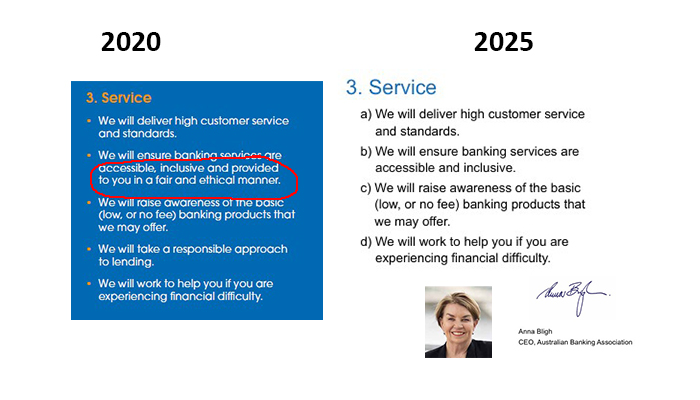 TheRegional_au's tweet photo. Just realised that Anna Bligh's parting gift as head of the Australian Banking Association was to oversee the removal of "fair and ethical" service from the Banking Code of Conduct. @JEChalmers @sussanley @FSU_Australia #auspol https://t.co/uVSUtPIQod