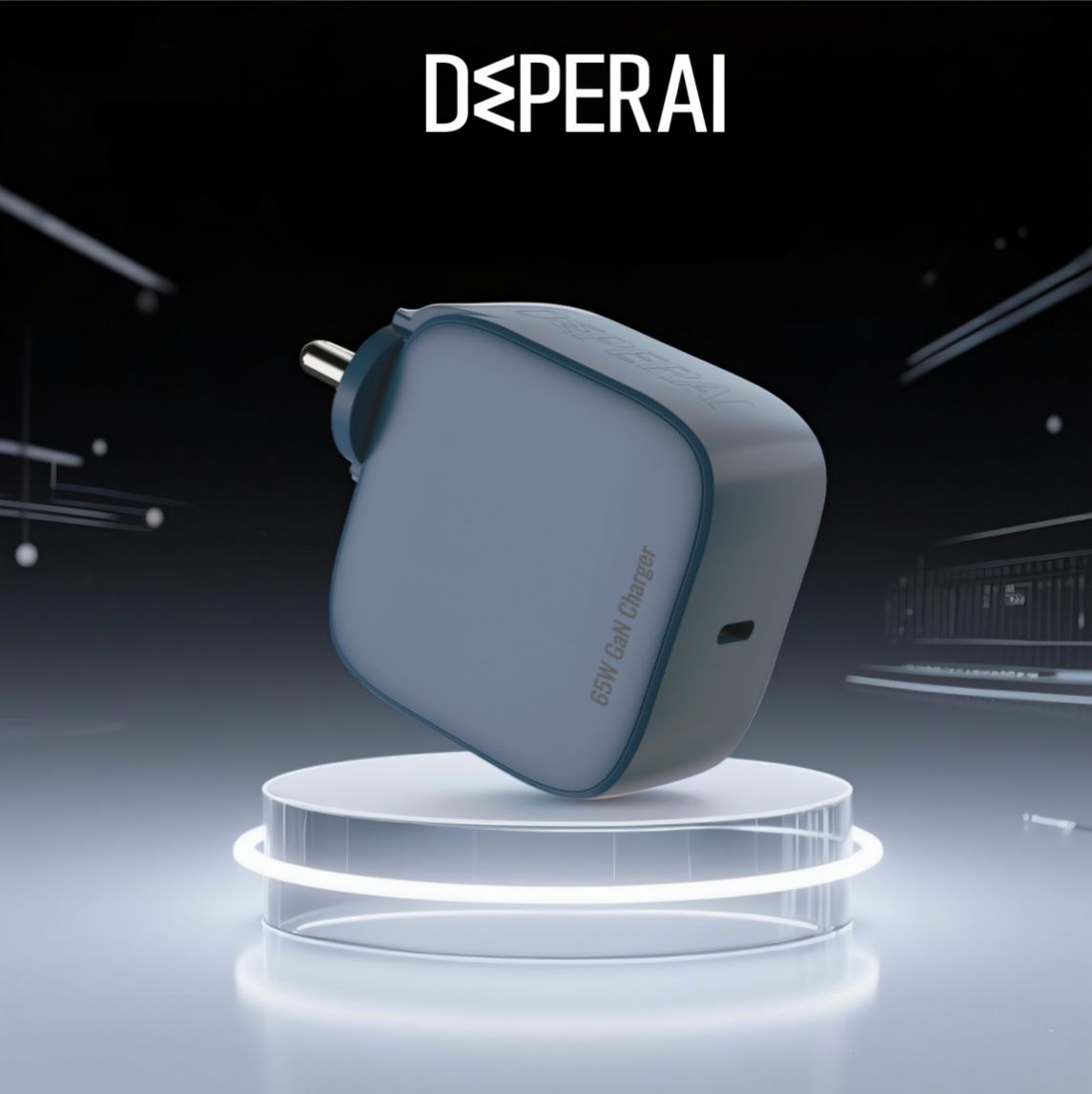 DeperAI_tech's tweet photo. 💙Blue never looked this powerful. Our 65W GaN Charger: small in size, sleek in design, BIG on energy. ⚡️#CoolCharge #BluePower #DeperAI #FastCharging https://t.co/BMlj26dBQ9