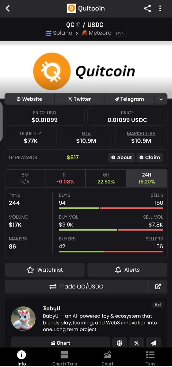 OfficialEMmaNix's tweet image. 1/3
 Why Quitcoin Is Unstoppable 🟠🚀

Quitcoin just hit $10M market cap and became the #1 AI Meme Project on CoinGecko. With 2,000+ Discord members and rising volume, this is more than hype—it’s execution.